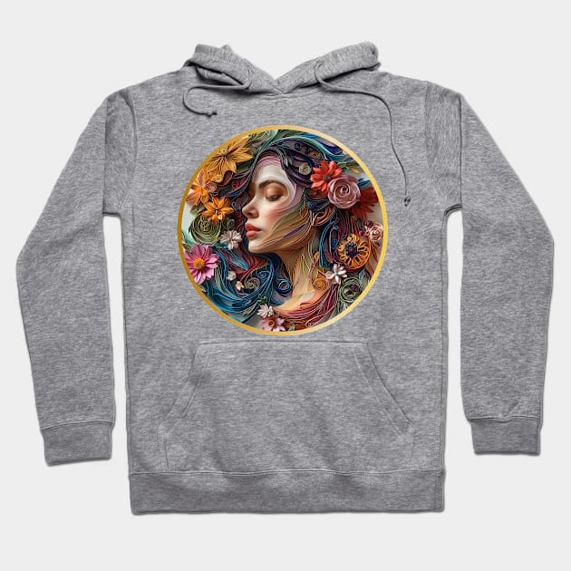 Quilled Elegance: A Kirigami Portrait Hoodie by Iron Creek